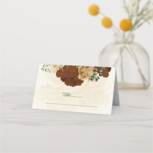 Terracotta-jordtonston blommigt greenery bröllop placeringskort
