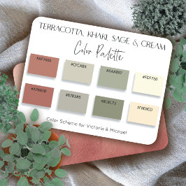 Terracotta Kahaki Sage & Cream Färg Palette Card Inbjudningar