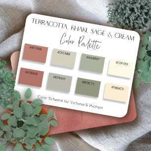 Terracotta Kahaki Sage & Cream Färg Palette Card Inbjudningar