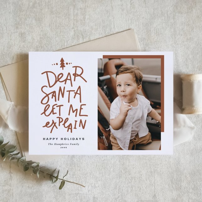 Terracotta Kära Santa Låt mig förklara Baby Photo Helgkort (Skapare uppladdad)
