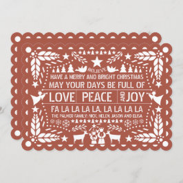 Terracotta Kärlek Peace Joy papel picado jul jul Julkort