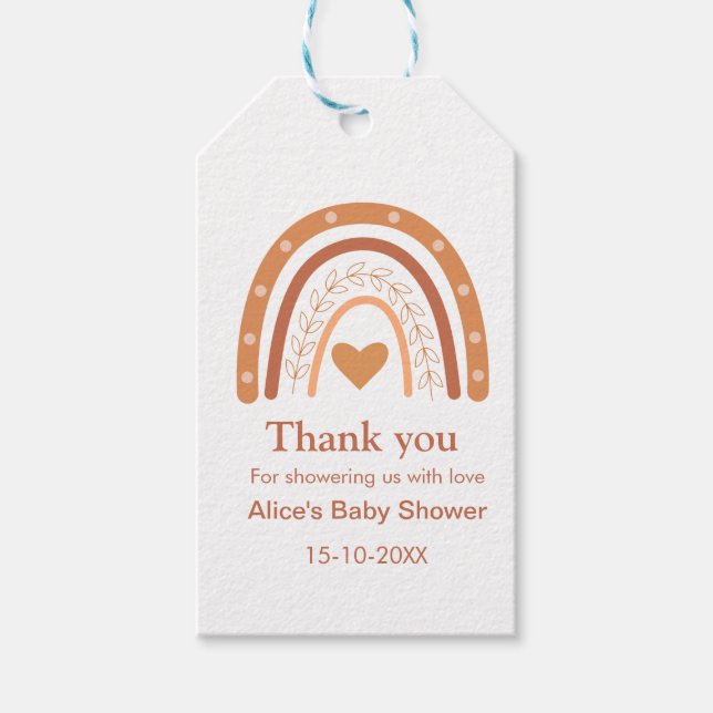 Terracotta Kön Neutral boho rainbow Tack Presentetikett (Framsidan)
