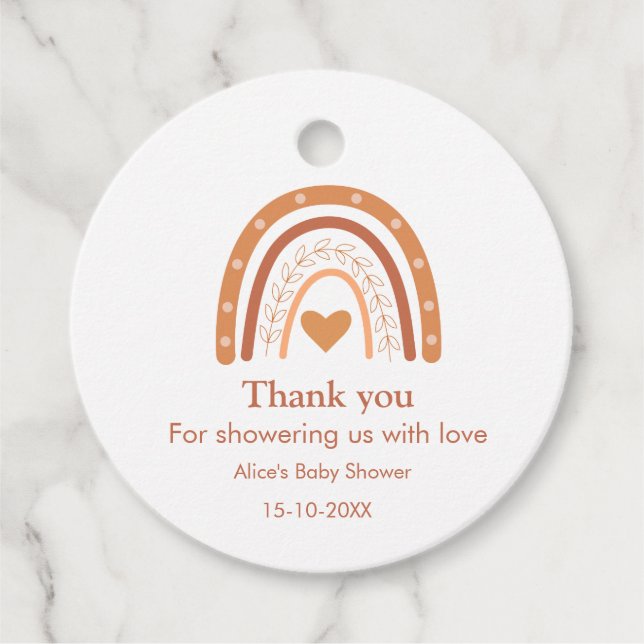 Terracotta Kön Neutral regnbåge Tack Gåvor Etiketter (Framsida)