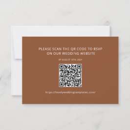 Terracotta-kortkort med minimal QR-Bröllop OSA Anteckningskort