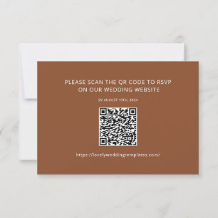 Terracotta-kortkort med minimal QR-Bröllop OSA Anteckningskort