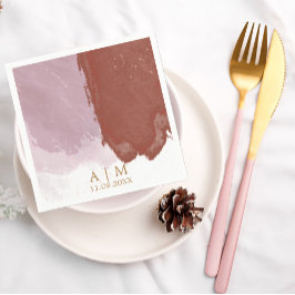 Terracotta Lavender Monogram Watercolor Bröllop Pappersservett