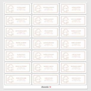 Terracotta Leafy Vapensköld Monogram Guest Adress Klistermärken