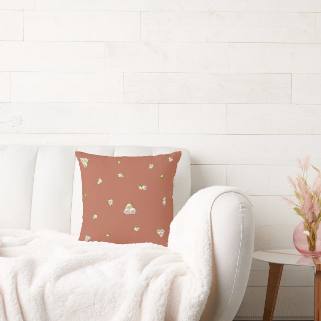 Terracotta Lily of the Valley Floral Pattern Kudde (Soffa)