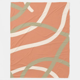 Terracotta Linework Pattern | Cream & Olive  Fleecefilt