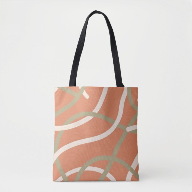 Terracotta Linework Pattern | Cream & Olive  Tygkasse (Framsida)