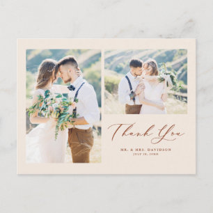 Terracotta Loely Script Photo Collage Tack Vykort
