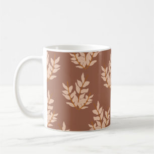 Terracotta Löv Blommönster Retro Chic höst Kaffemugg