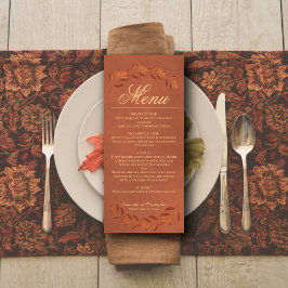 Terracotta Löv Elegant Rustic Bröllop Meny
