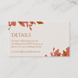 Terracotta Löv Modern Bröllop-hölje Tilläggskort