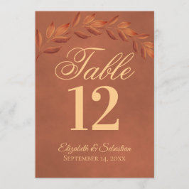 Terracotta Lövs Bröllop Bordsnummer Card stort