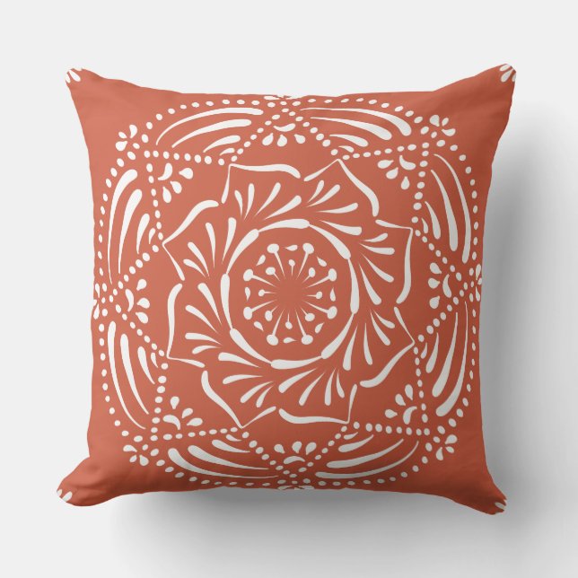 Terracotta Mandala Utomhuskudde (Framsida)