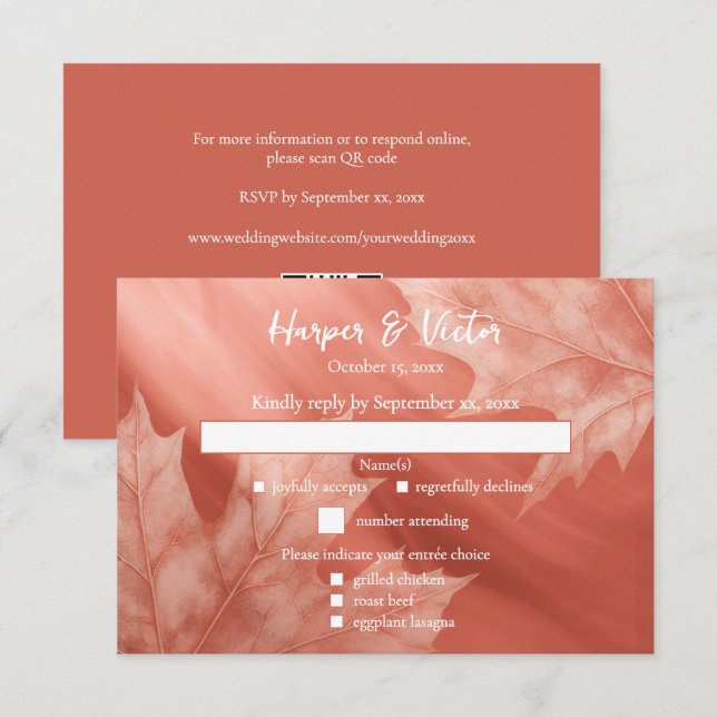 terracotta maple leaves accent QR code OSA Kort (Fram/baksida)