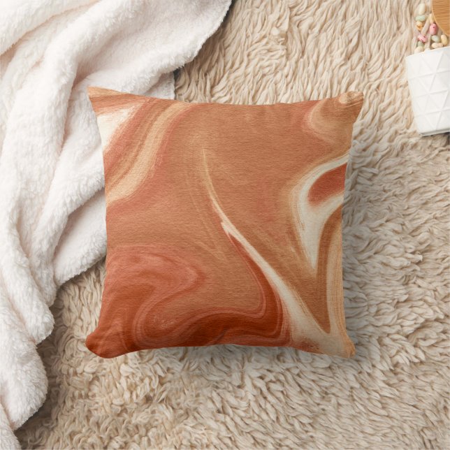 Terracotta Marble Abstract Fluid Pattern Kudde (Filt)