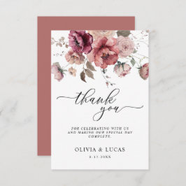 Terracotta Marsala Burgundy Blommigt Fall Wedding Tack Kort