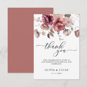 Terracotta Marsala Burgundy Blommigt Fall Wedding Tack Kort