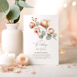 Terracotta Marsala Flowers Chic Boho Fall Wedding Inbjudningar