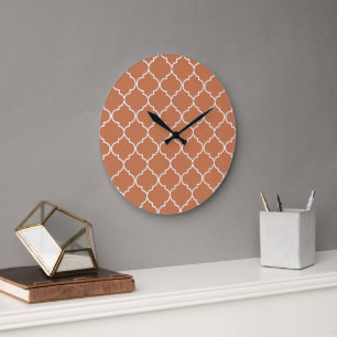 Terracotta Mediterranean Moroccan Mönster Stor Klocka