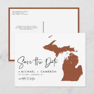 Terracotta Michigan Karta QR-kod Spara datum Meddelande Vykort
