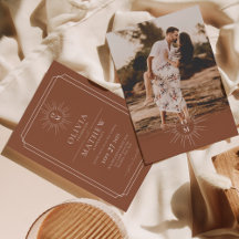 Terracotta Mid Century 70 s Monogram Photo Bröllop