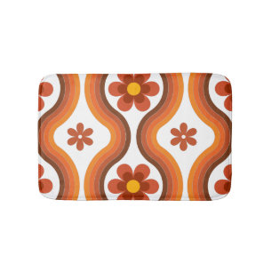 Terracotta Mid Century Modern Blommigt Rainbow Ret Badrumsmatta