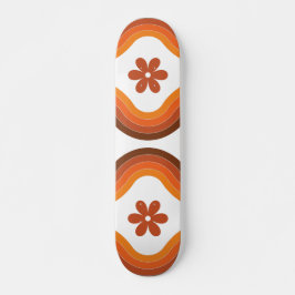 Terracotta Mid Century Modern Blommigt Rainbow Ret Mini Skateboard Bräda 18,5 Cm