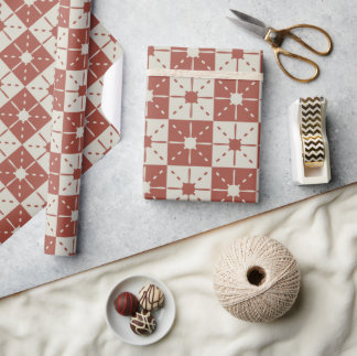 Terracotta Mid Century Modern Starburst Mönster Presentpapper