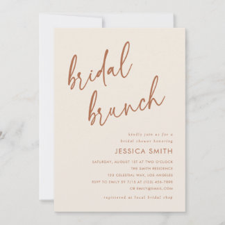 Terracotta Minimal Boho Bridal Brunch Inbjudningar