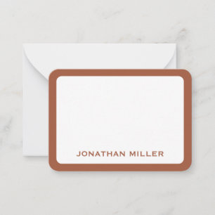 Terracotta Minimal Monogram Namn-rundade hörn Anteckningskort