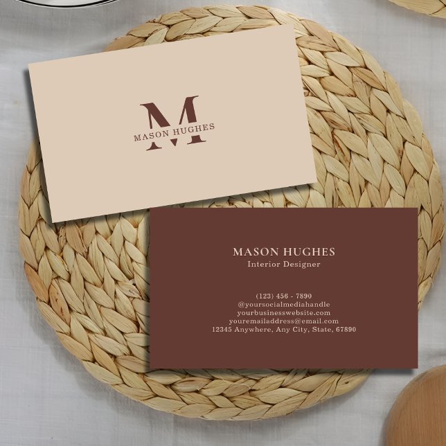 Terracotta Minimal Monogram Professional  Visitkort (Skapare uppladdad)