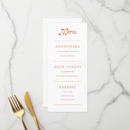 Terracotta Minimalist Boho Chic Menu Meny