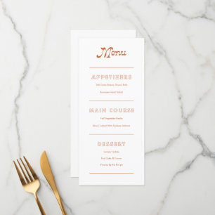 Terracotta Minimalist Boho Chic Menu Meny