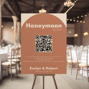 Terracotta Minimalist Bröllop HoneyMånfond Poster