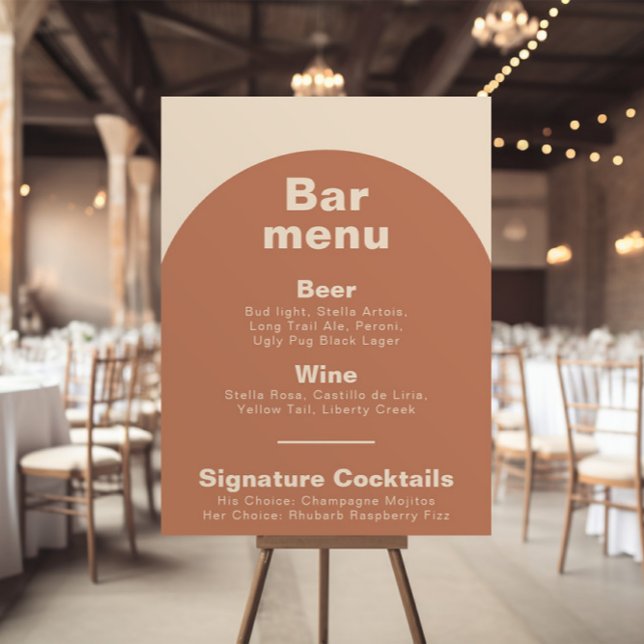 Terracotta Minimalist Bröllop Pub Menu Poster (Skapare uppladdad)