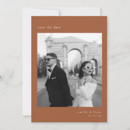 Terracotta Minimalist Elegant Foto Spara datum Inbjudningar