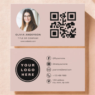 Terracotta Minimalist Photo med QR-kod Visitkort