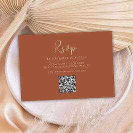 Terracotta Minimalist QR-kod Bröllop OSA Kort