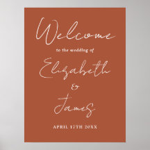 Terracotta Minimalist Script Bröllop Välkomsttecke
