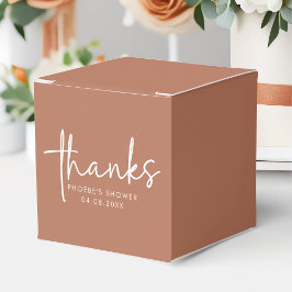 Terracotta Minimalist Script Bröllopsdusch Fyrkant Presentaskar
