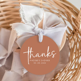 Terracotta Minimalist Script Bröllopsfest Gåvor Etiketter