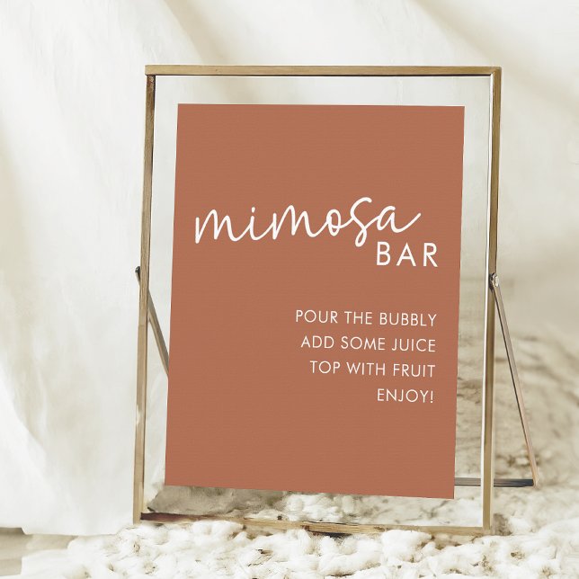Terracotta Minimalist Script Shower Mimosa Pub Poster (Skapare uppladdad)