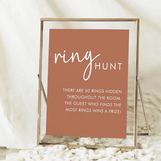 Terracotta Minimalist Script Shower Ring Hunt Poster (Skapare uppladdad)