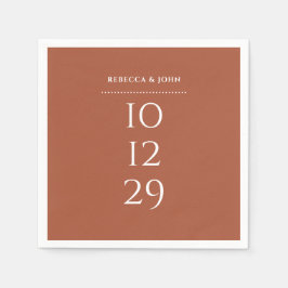 Terracotta Minimalist Speciell Date Bröllop Pappersservett