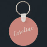 Terracotta Minimalist Typography Personlig Namn Nyckelring<br><div class="desc">Denna minimalistiska nyckelkedja för anpassade namn är en snyggt och ett praktiskt tillbehör, en perfekt som en tjänst för brudens sida, en gåva till brudgummen eller en vardaglig nödvändighet. Teckensnittet och den moderna designen i eleganten gör det till en tankfull nyckelfråga för bröllop, födelsedagar eller särskilda tillfällen. Anpassa den med...</div>