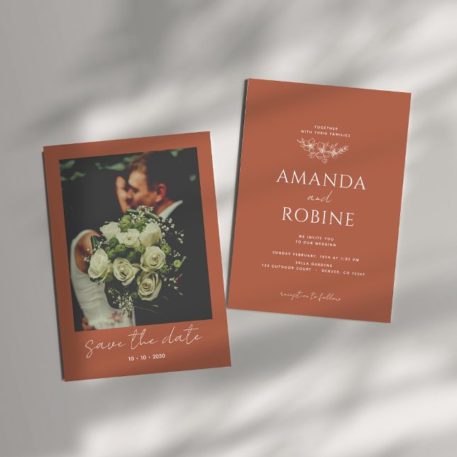 Terracotta Minimalistisk bröllopsinbjudan Inbjudningar (Skapare uppladdad)