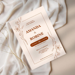 Terracotta Minimalistisk bröllopsinbjudan Inbjudningar
